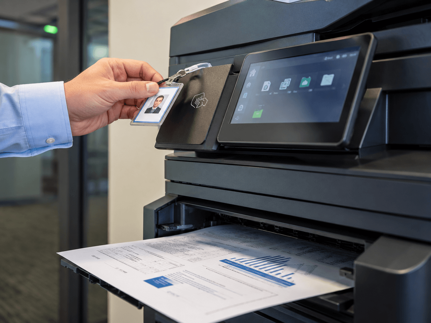 Hold sensitive output at the device until an authorized employee authenticates.