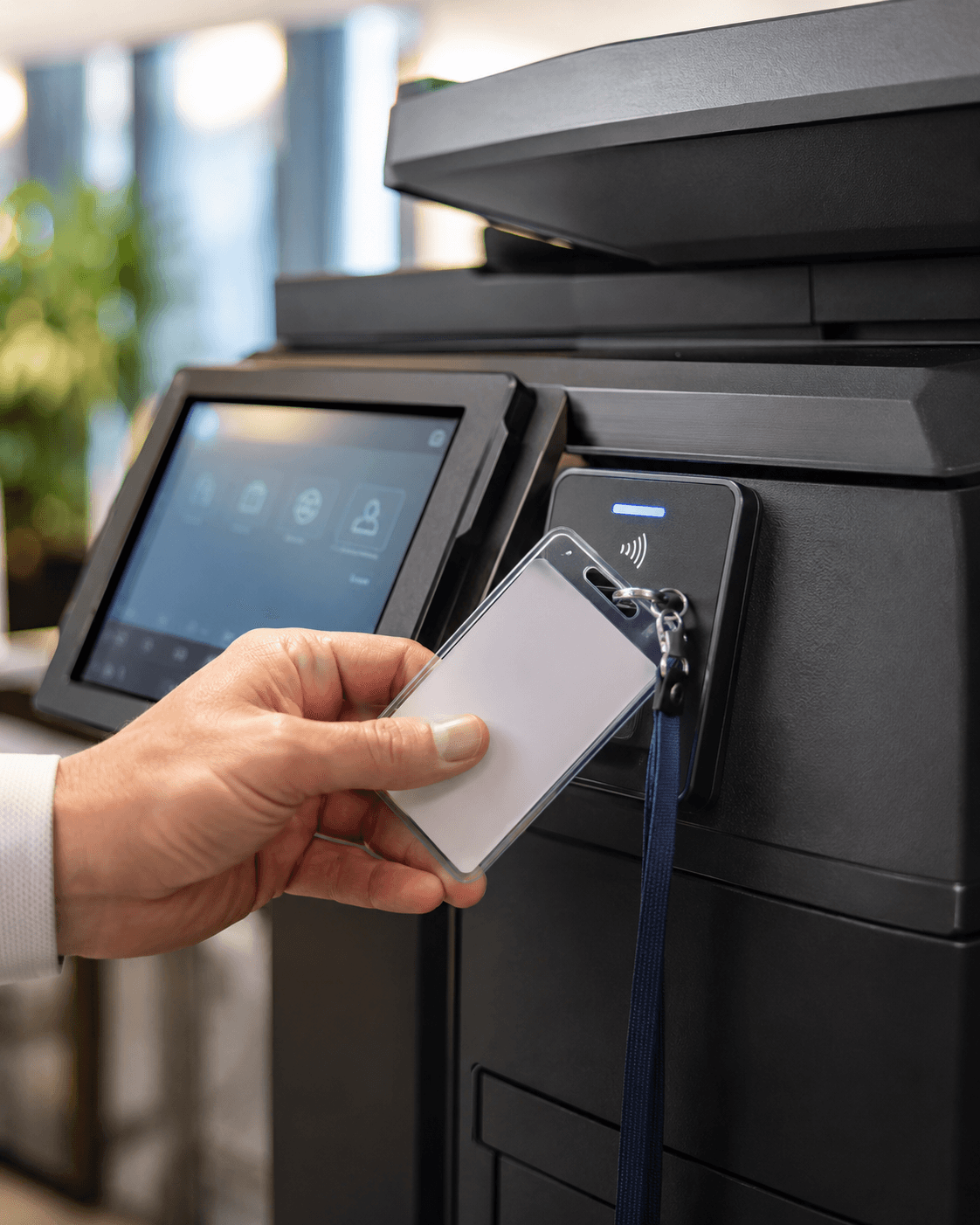 Hold jobs at the device until the authorized user authenticates, so NPI never prints unattended.
