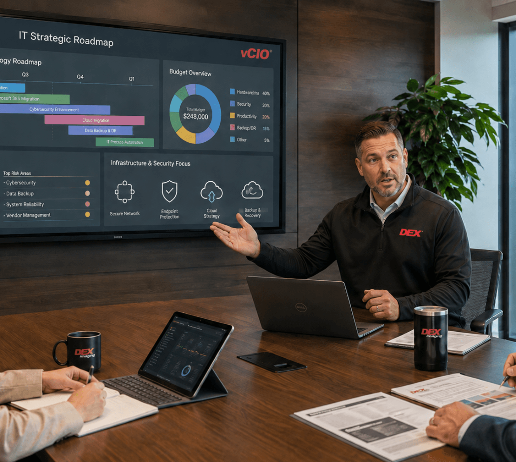 A vCIO gives smaller teams enterprise IT planning — budgeting, roadmap, and risk review — so technology decisions match the business instead of the other way around.