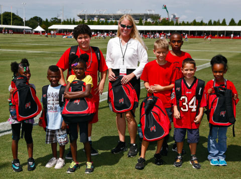 Tampa Bay Buccaneers Practice - Kids with Bucs Backpacks from DEX Imaging