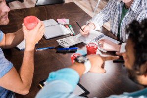 Group working around a conference table