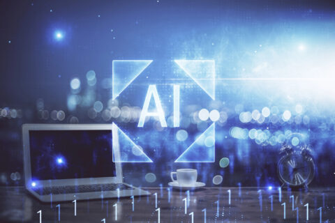 Multi exposure of computer on background and technology theme drawing demonstrating the concept of innovation.