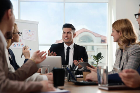 Team of financial planners working with their clients